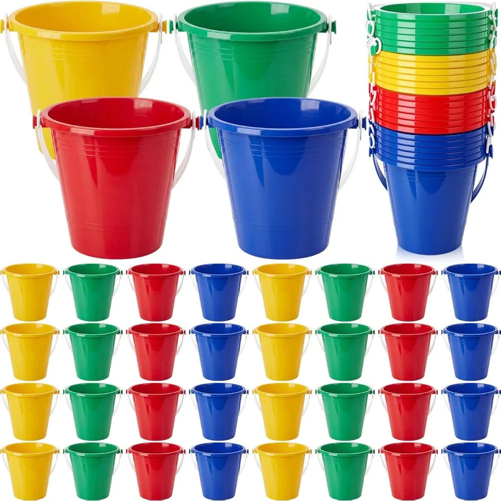 

48 Pack 5 Inch Colorful Sand Buckets and Castle Molds for Kids Summer Beach Pool Play