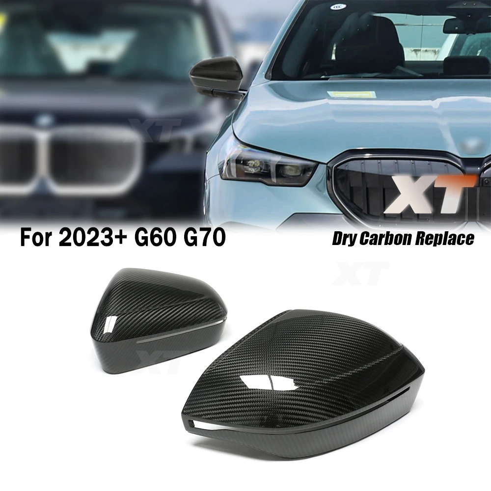 

For BMW 2023+ G60 i5 5 Ser G70 i7 7 Series Dry Carbon Fiber Rear View Side Mirror Covers Forged Caps Replacement Stick on