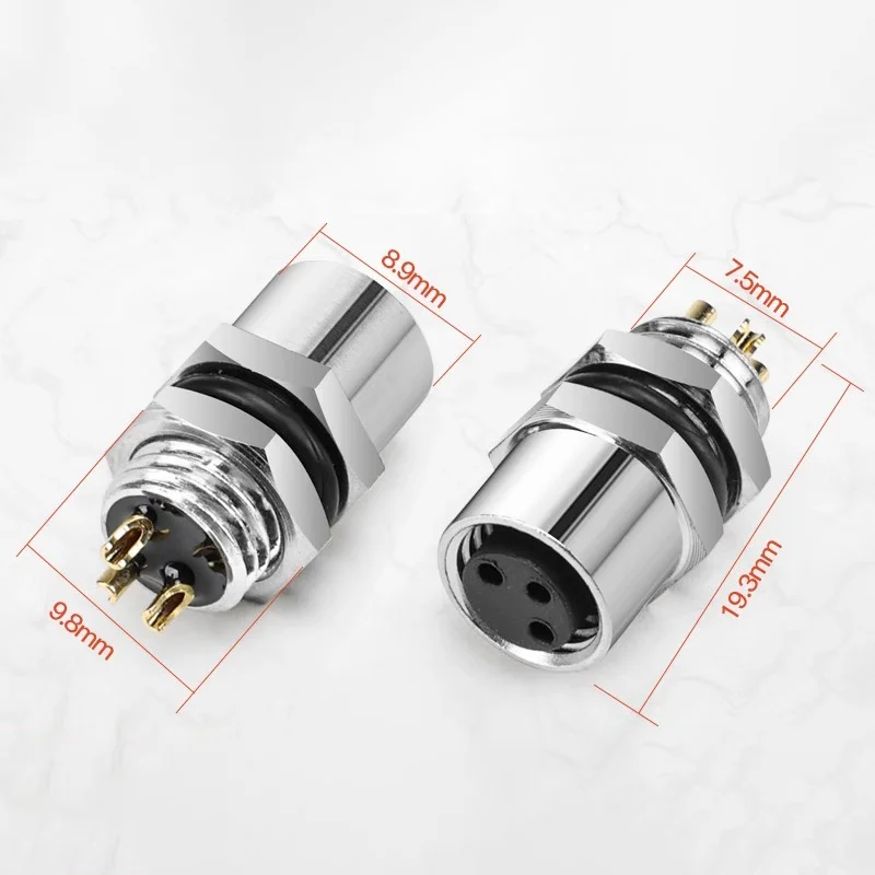 M8 Sensor Connector Panel Front/Back Mount Screw Threaded 3/4/5/6/8-Core Pin Male Female Aviation A Type Flange Socket