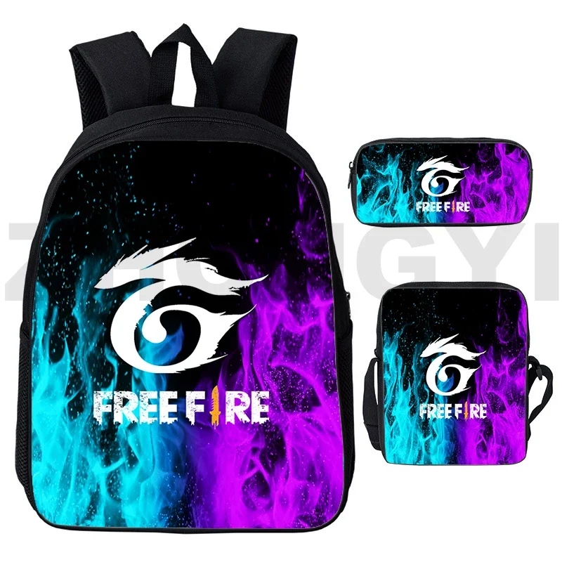 3D Hot Free Fire Garena Game Backpack Boys Girls Anime Bookbag Gifts 3Pcs Set School Bag Kids Pencil Case Free Fire Shoulder Bag