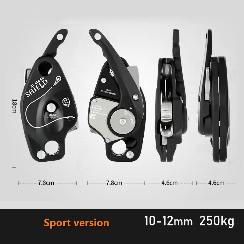 250kg Descender, Outdoor Climbing Speed Descent High-Altitude Operation Protector, Descent Reducer, Anti Panic Cam