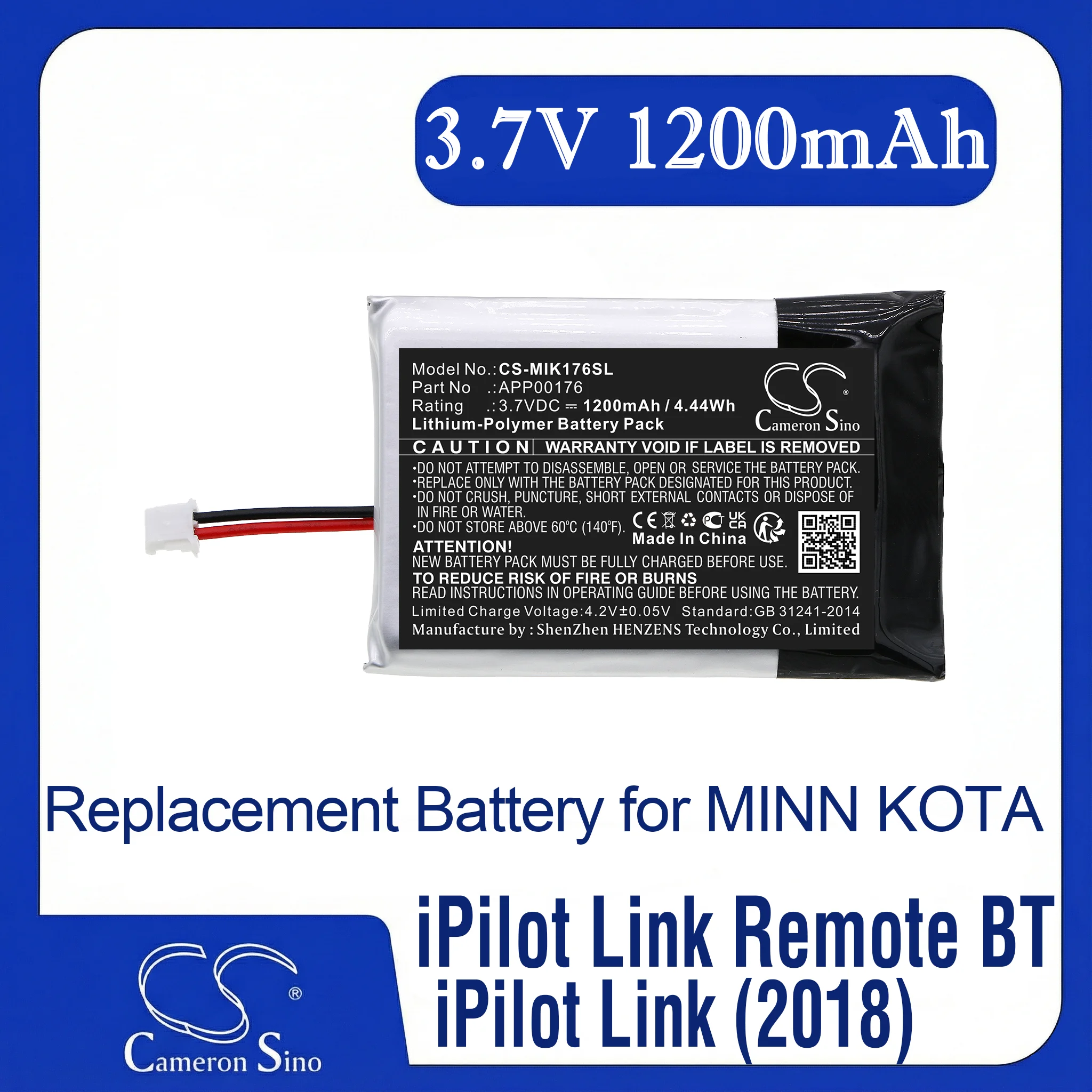 Cameron Sino Replacement Battery for MINN KOTA  iPilot Link (2018), iPilot Link Remote BT, Fits P/N APP00176,APP176180321450