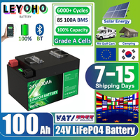 EU STOCK LiFePO4 24V 100Ah Battery Pack 12V 140Ah 100Ah Lithium Battery Bluetooth BMS 6000 Cycle For Home Solar Energy Free TAX
