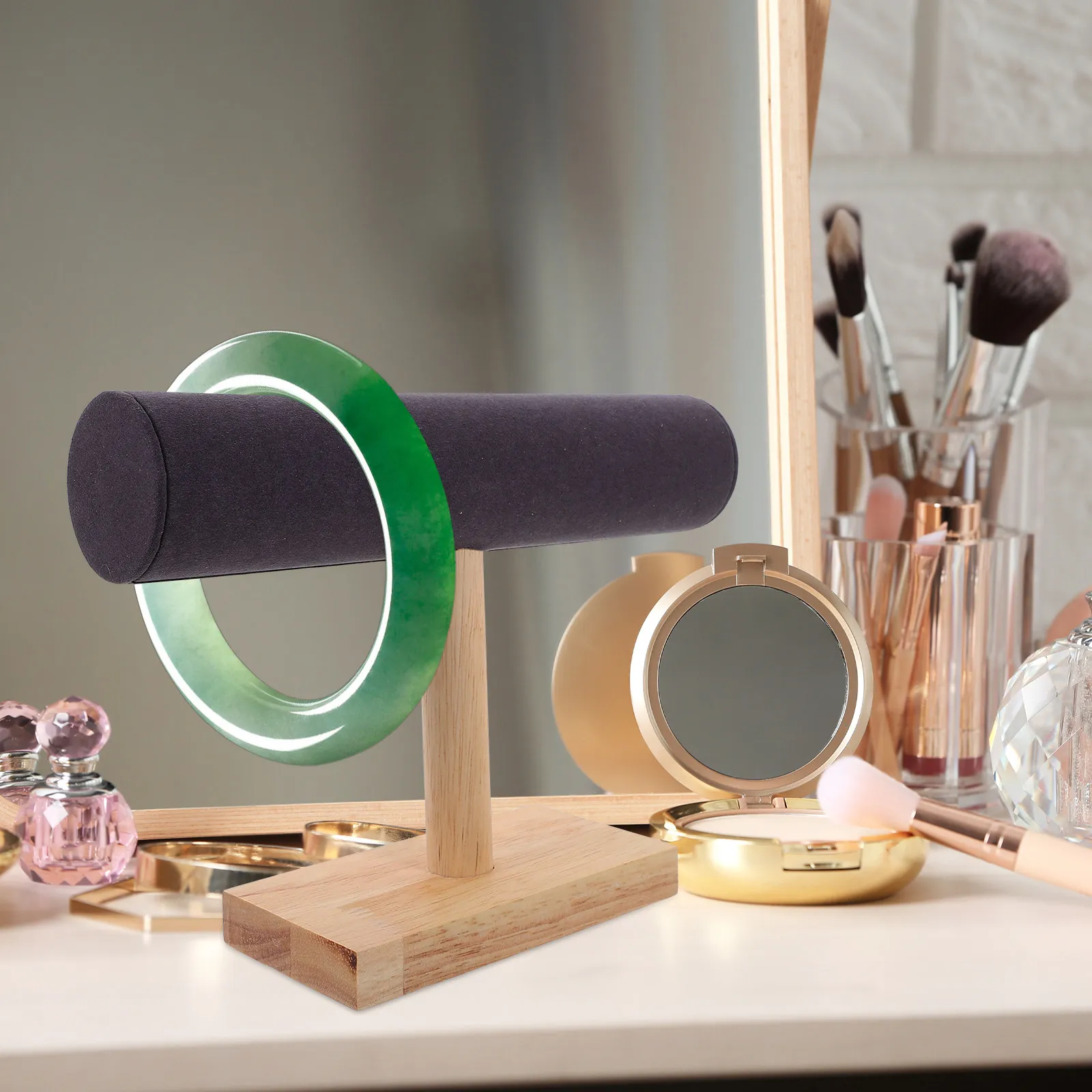 

Деревянная подставка для браслетов и повязок на голову, многофункциональная витрина для украшений, настольный органайзер для хранения часов, настольная подставка