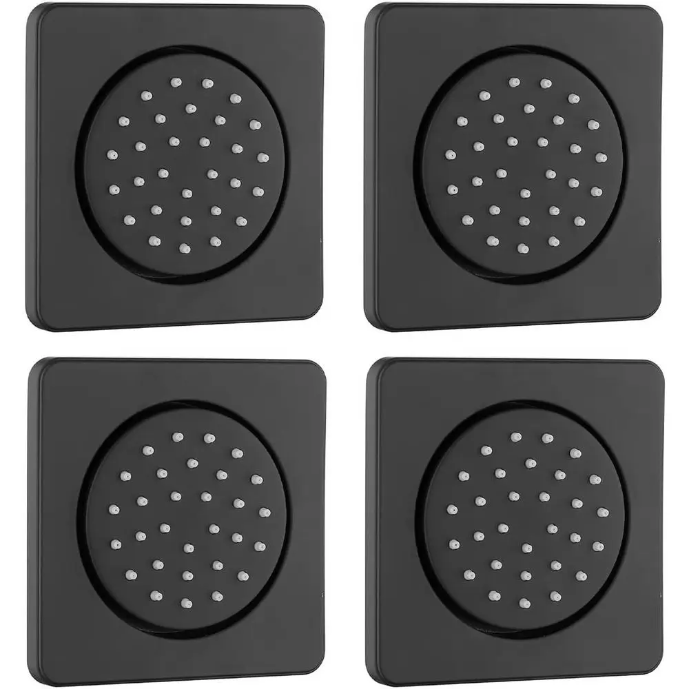 مجموعة طائرات دش رذاذ جانبية من النحاس الصلب قابلة للتعديل، 4 قطع، طائرات تدليك سبا سوداء