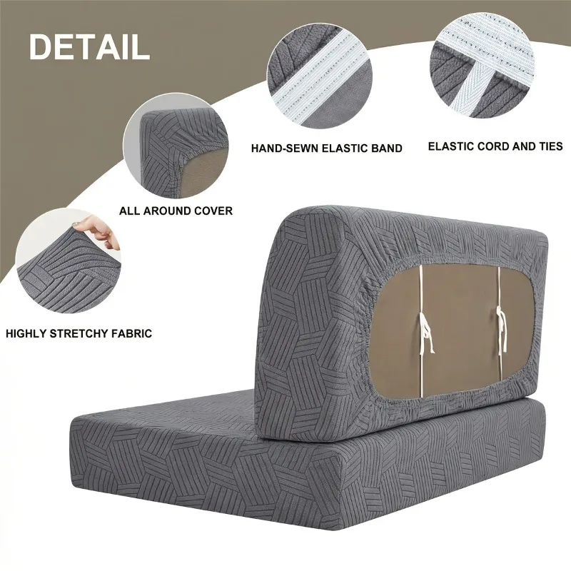 2pcs/set Jacquard RV Dinette Sofa Cover Anti-Slip Anti-dirty Stretch Camper Dinette Sofa Cushion Cover for Camper Car Restaurant