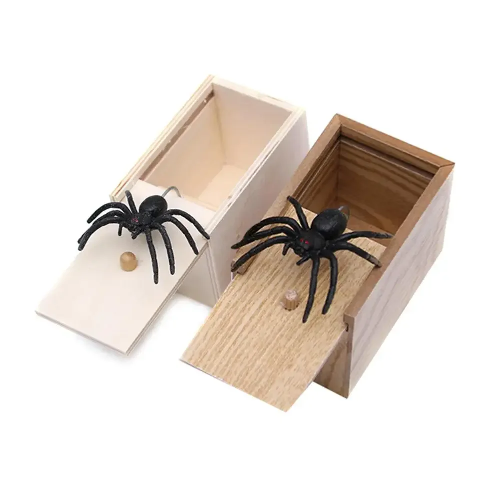 Spider Surprise Box Joke Fun Scare Prank Gag Gifts Kids Adult Toys Tricky Toy Scared Wooden Spoof Scary Little Bug