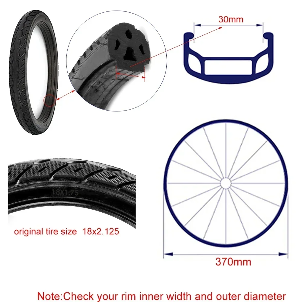 18*2.125 Electric Bicycle Solid Tire Bike Tyre 18 Inch  Anti Stab Motorcycle Battery Car Tubeless Airless Tyre