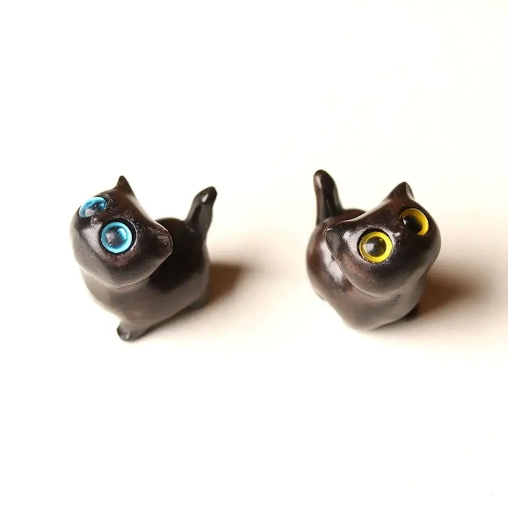 

Office Figurine Sandalwood Cat Desktop Figurine Mini Cartoon Animal Sculpture Cute Kawaii Animal Doll Toy Children