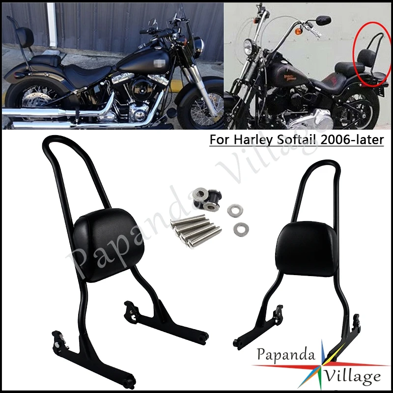 

1 Set Detachable Passenger Sissy Bar Backrest Pad Luggage Rack W/Bolts Hardware Kits For Harley Softail FXST B FXSTC FXSTS 2006+