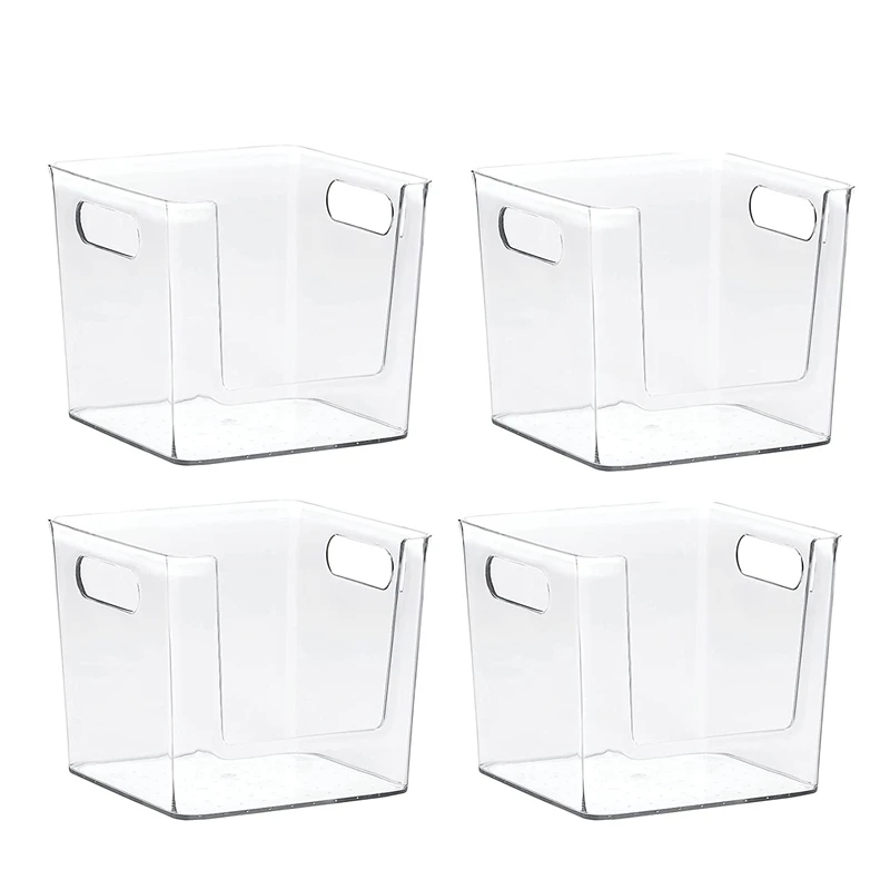 

New-Kitchen Organization Clear Plastic Storage Bins - Pantry Organization And Storage,Freezer & Fridge Organizer 4 Pcs