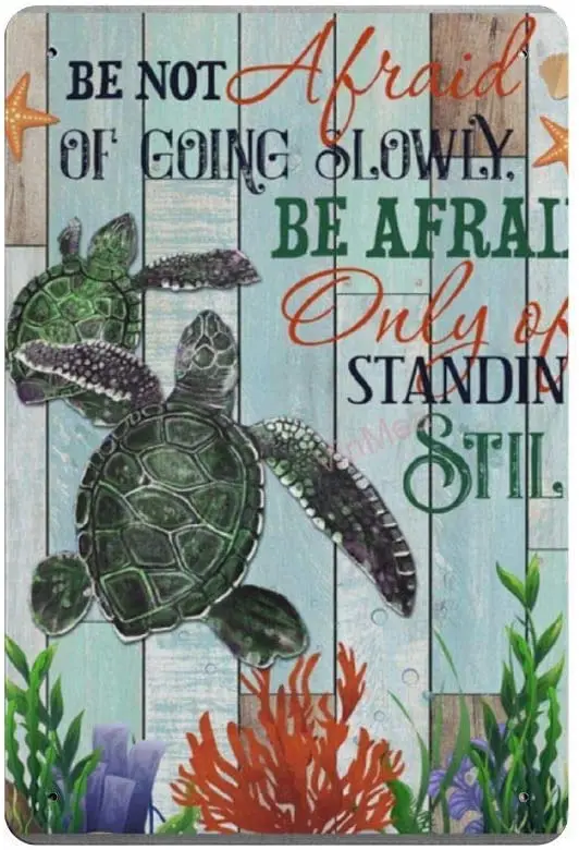 Not afraid to walk slowly, retro metal sign, tin poster, wall decoration, art, ragged gift, elegant fit sign sign