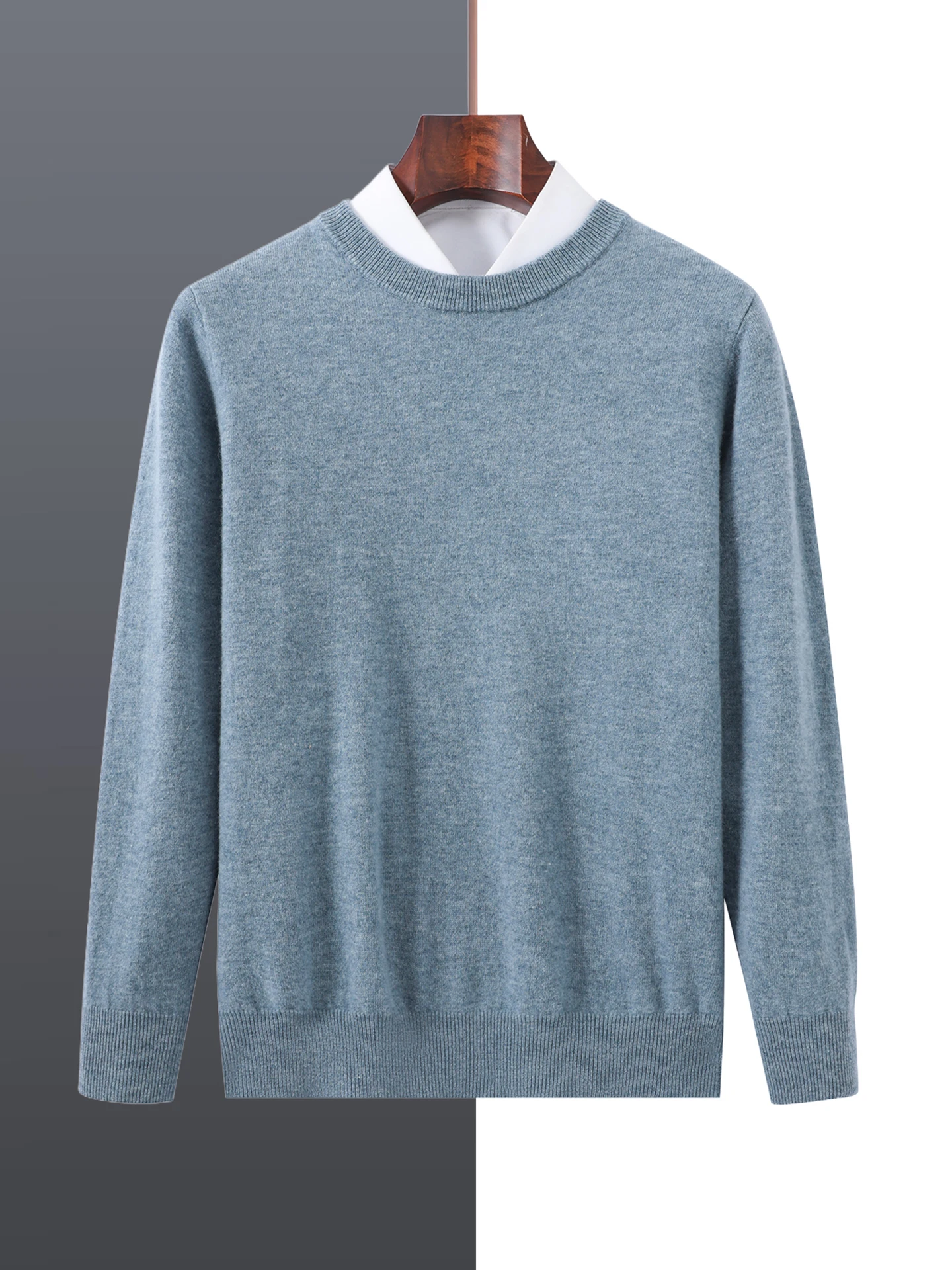 Basic 100% Merino Wool Men's Sweater Autumn Winter Male Knitted Pullover Long Sleeve Clothing Tops Cashmere Blouse O-Neck Fleece