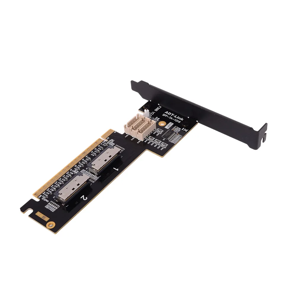 ADT-Link PCIe 4.0 x16 MCIO Graphics Card Split Cable Support One-to-Two x8 GEN4 Dual (Split into x8x8) Bifurcation Adapter Card