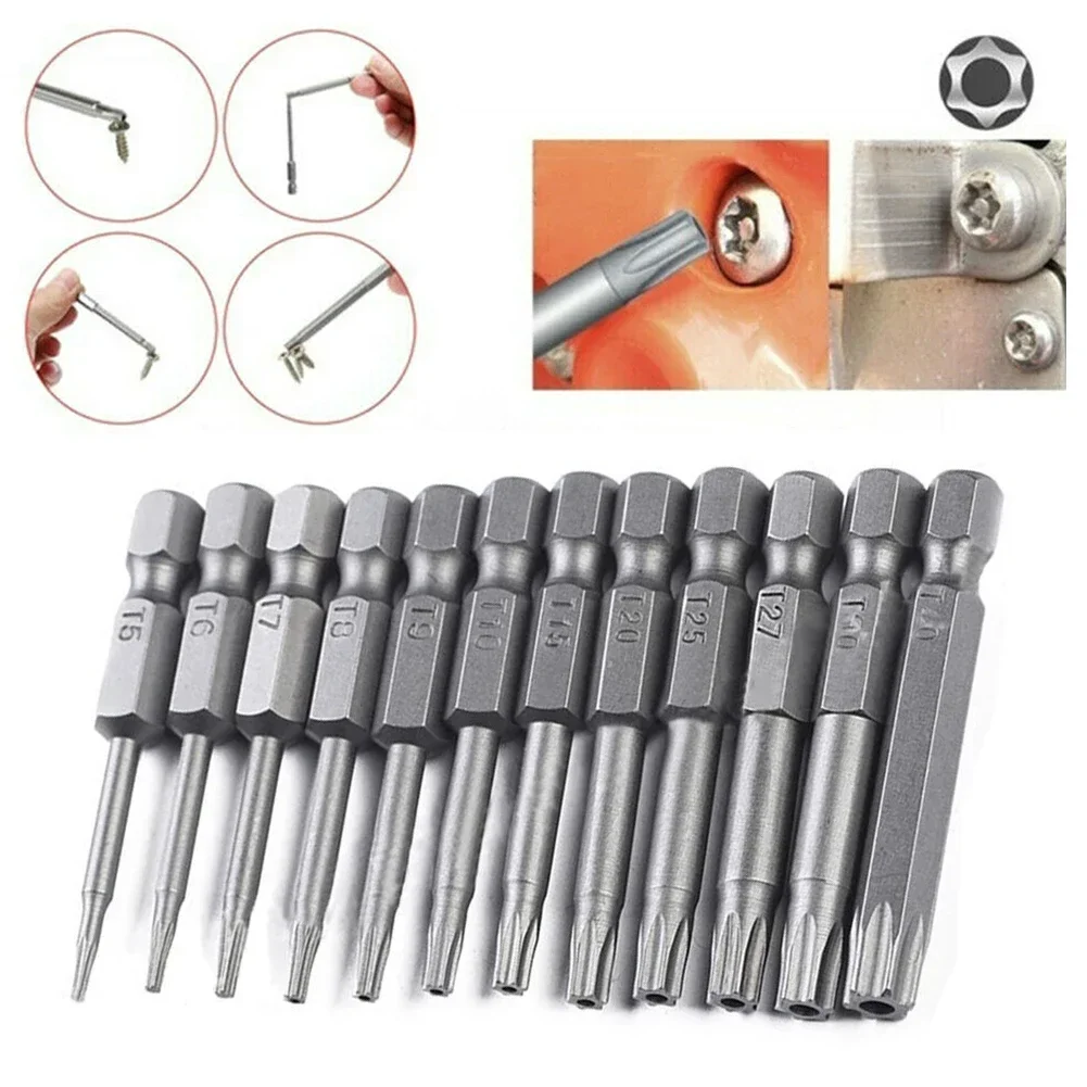 50mm Security Tamper Proof Magnetic Screwdriver Set Hexagonal Torx Flat Head 1/4\