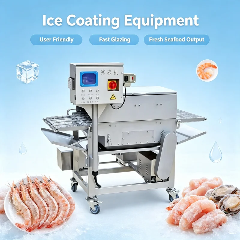 Continuous Automatic Ice Glazing Machine SUS304 Ice Coating Equipment for Frozen Meat Beef Pork Processing Factory