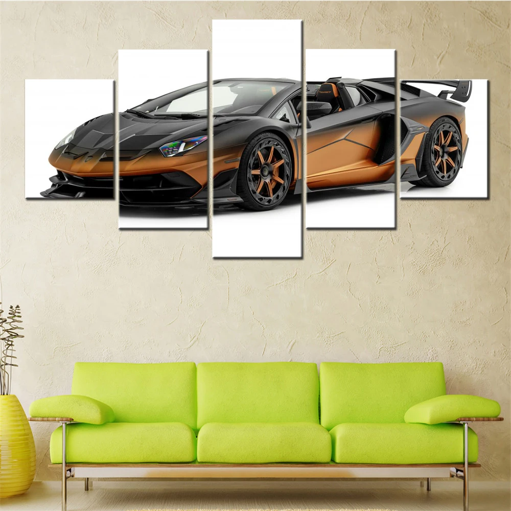 5 Pieces Canvas Wall Arts Vechile Poster Painting Cars Mansory Carbonado GTS  Wallpaper Home Decorative Picture For Living Room