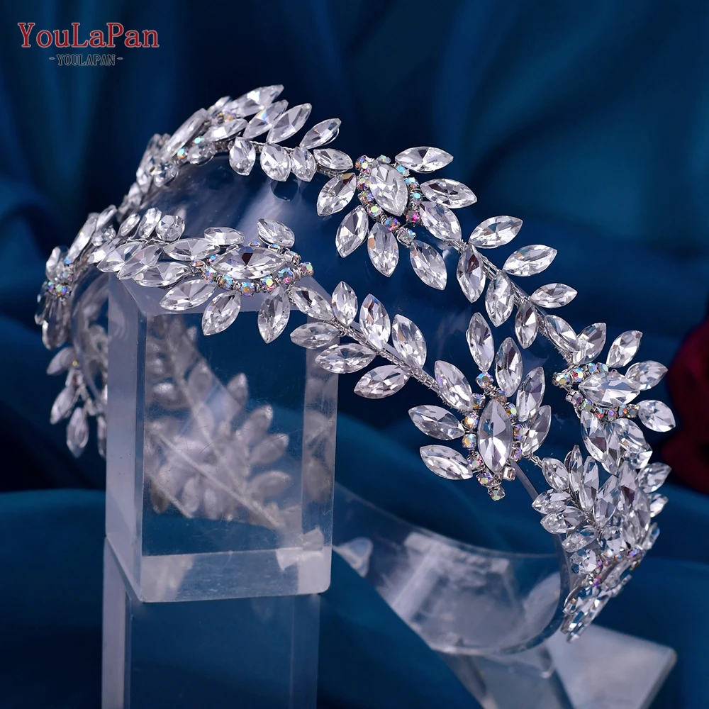 YouLaPan-HP450 Bridal Crown, Silver Wedding Tiara, Rhinestone Noiva Headband, Shiny Pageant Crown, Women Hair Jewelry Acessórios