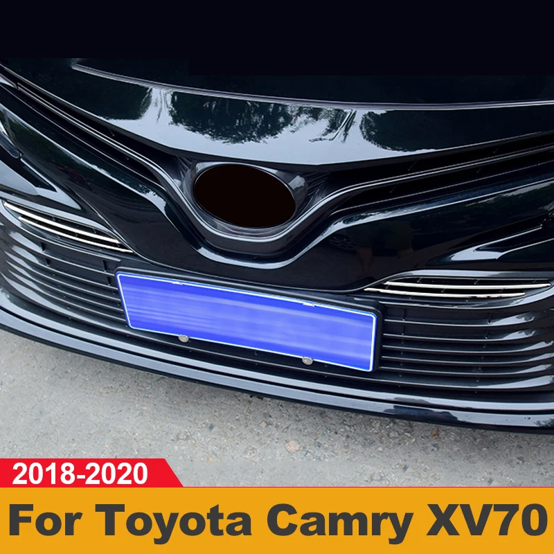 For Toyota Camry 70 XV70 LE XLE 2018 2019 2020 Stainless Car Front Bumper Lower Grille Trim Cover Middle Mesh Bright Strips