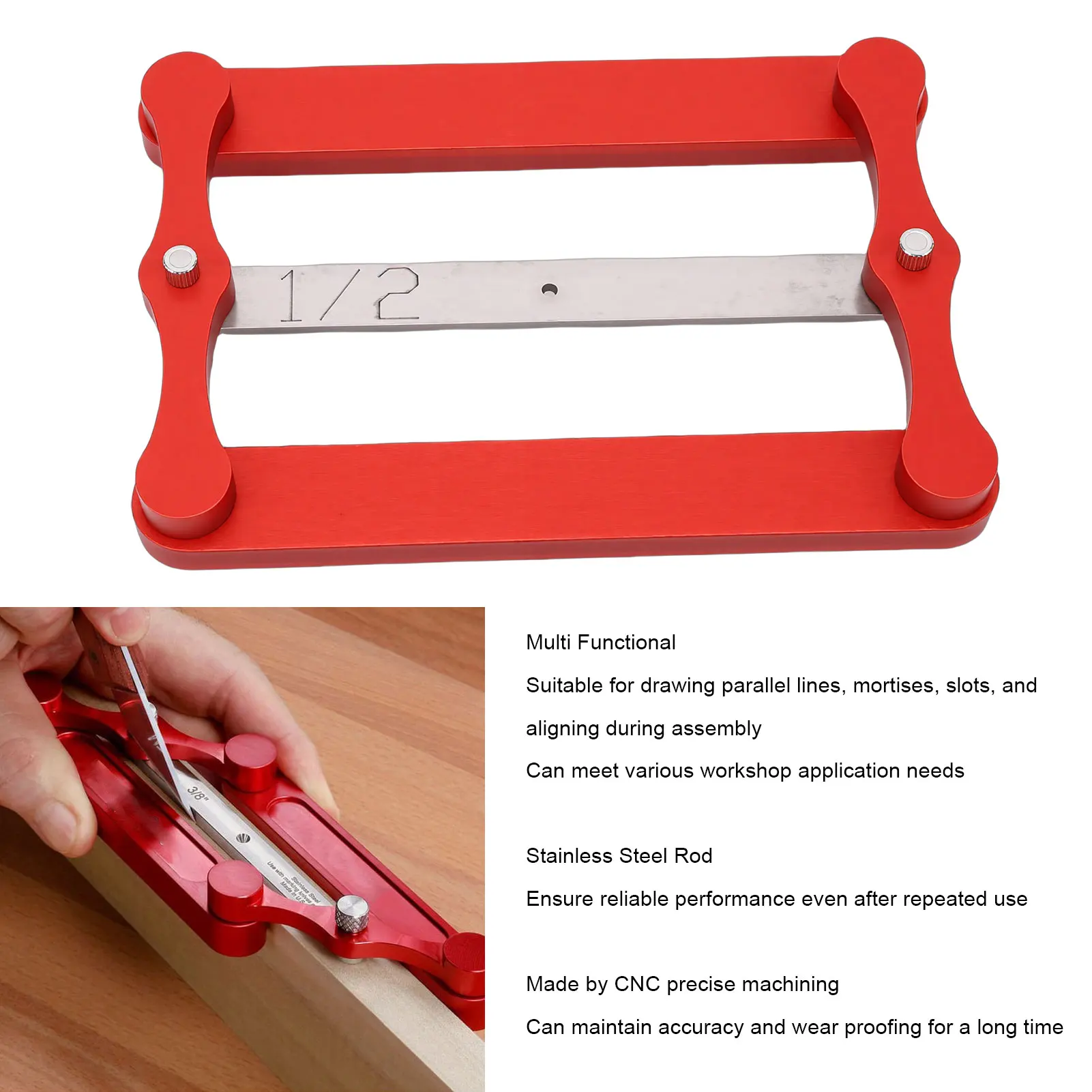 センターゲージ木工用ストレートホールロケーター精密位置決めセンターファインダーツール木工マーキングゲージ