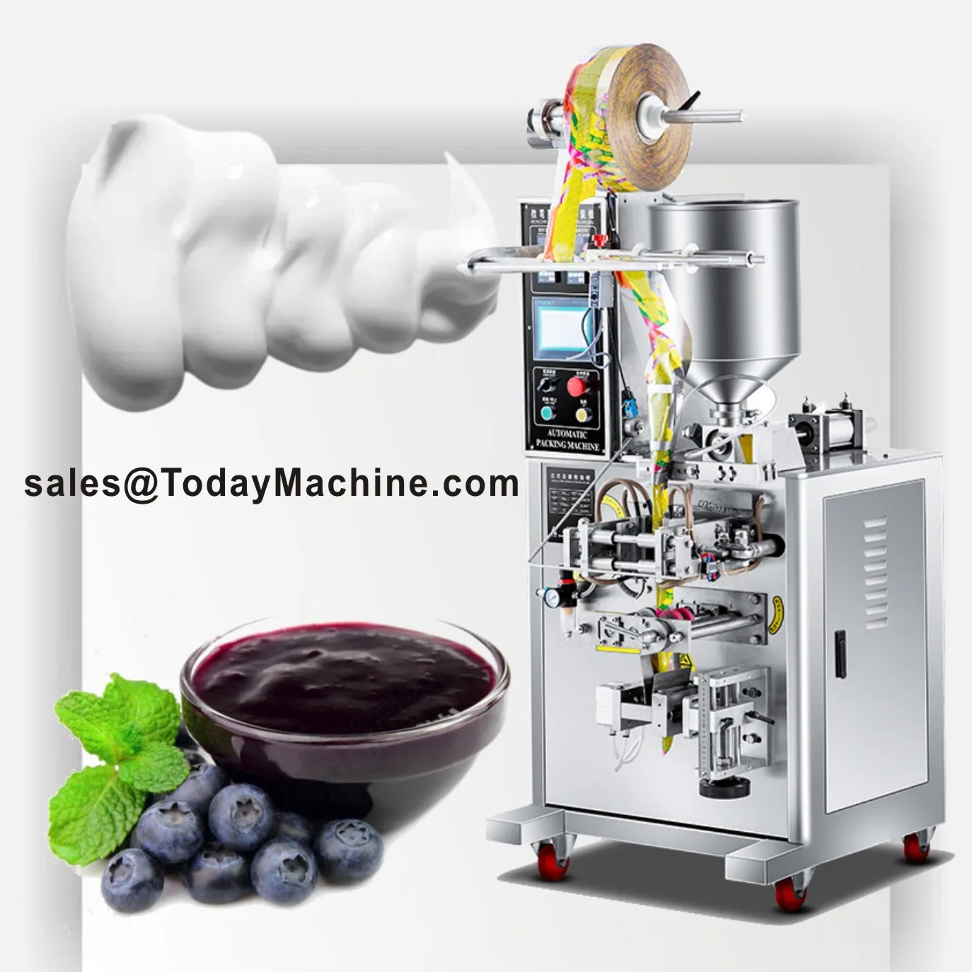 High Speed Automatic Sachet Packing Machine for Ketchup Tomato Chilli Mayonnaise Jam Honey Liquid Paste 5-100g Filling Sealer