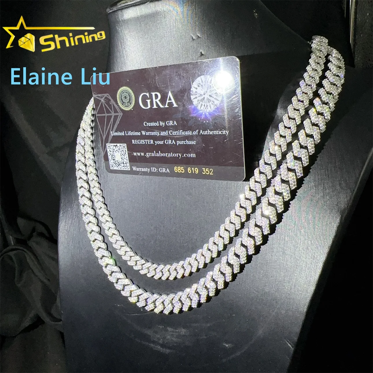 Iced .8mm 10mm Out VVS Moissanite Diamond Sterling Silver 925 Hip Hop Jewelry Miami Cuban Link Chain Necklace