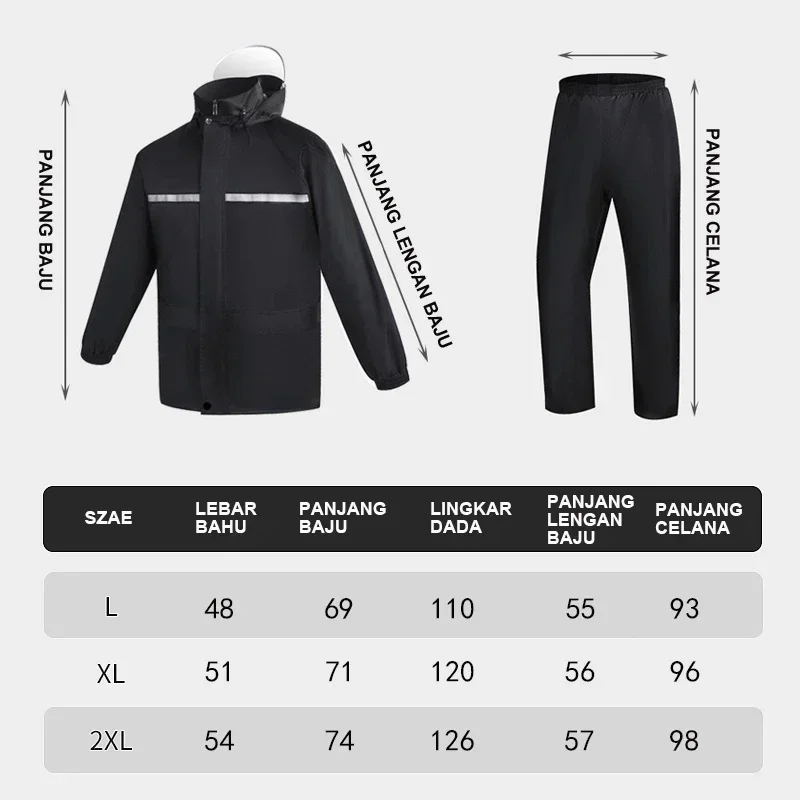 بدلة مطر مقسمة عاكسة - حماية كاملة من العاصفة للجسم لركوب الدراجات الإلكترونية/الدراجات النارية