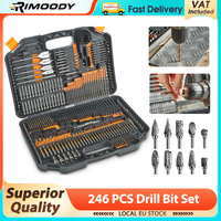 Rimoody 246pcs Drill Bit Set HSS Titanium Twist Drill Bits Wood Drill Bits Screwdriver Bits Masonry Drill Bits with Storage Case