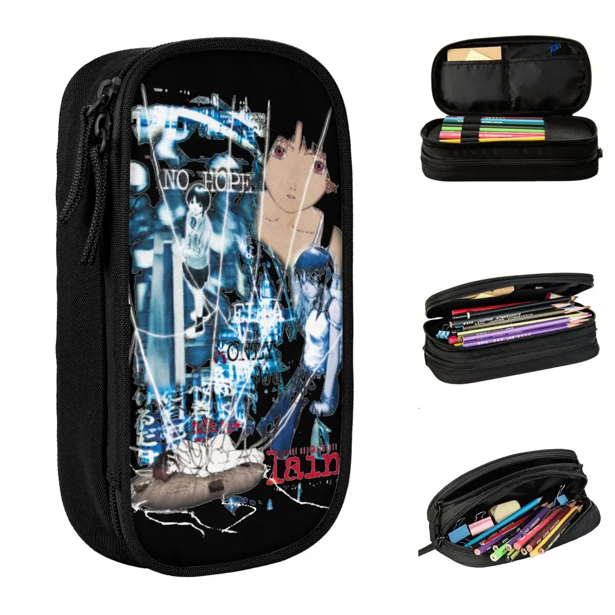 Creative Serial Experiments Lain Pencil Cases Perfect Pencilcases Pen Holder Student Big Capacity Bag Office Gifts Stationery