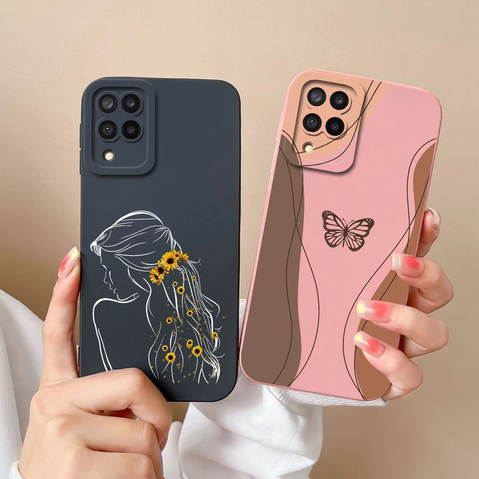 For Samsung Galaxy A12 M12 F12 Case Sweet Girls Cartoon Pattern Liquid Silicone Shell For SamsungA 12 M 12 F 12 New Design Funda