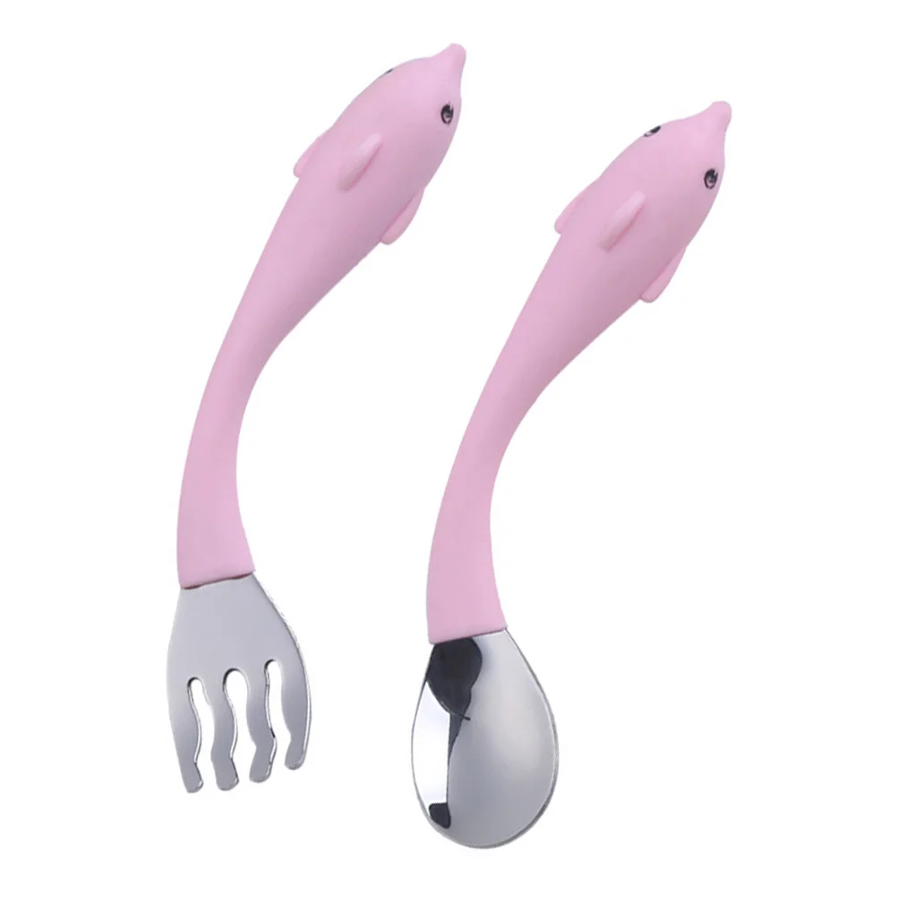 

2pcs Children Eating Tool Set Stainless Steel Baby Spoons Forks Kids Training Tableware Feeding Utensils Baby Tableware For