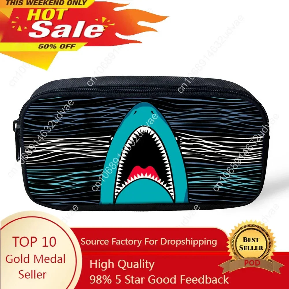 

Cartoon Shark Pattern Girl Toiletry Bag Pencil Bag Kid Pen Pouch for Child School Supplies Women Make Up Case Storage Bag