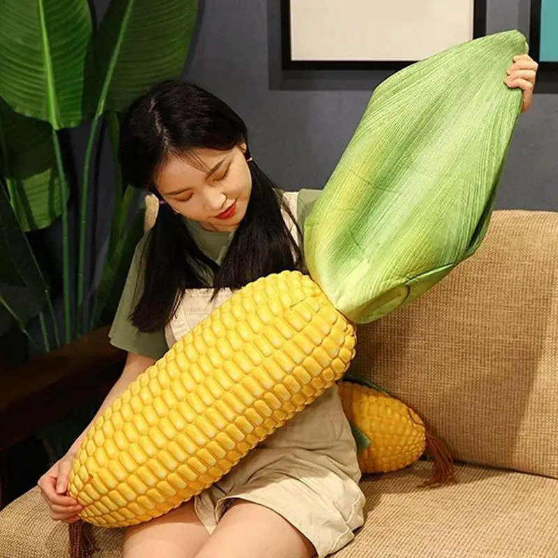 Cute Corn Plush Soft Food Sofa Bed Stuffed Animal Exquisite Simulation Plant Doll Vegetables Hugging Toy For Kids Teen Family