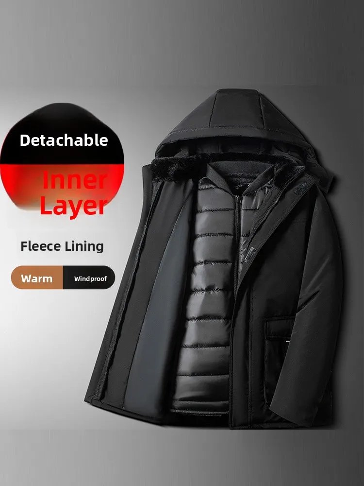 

Мужская зимняя теплая куртка с отстегивающейся внутренней подкладкой из флиса, утолщенная, хлопковая, ветрозащитная, модная, городская, повседневная