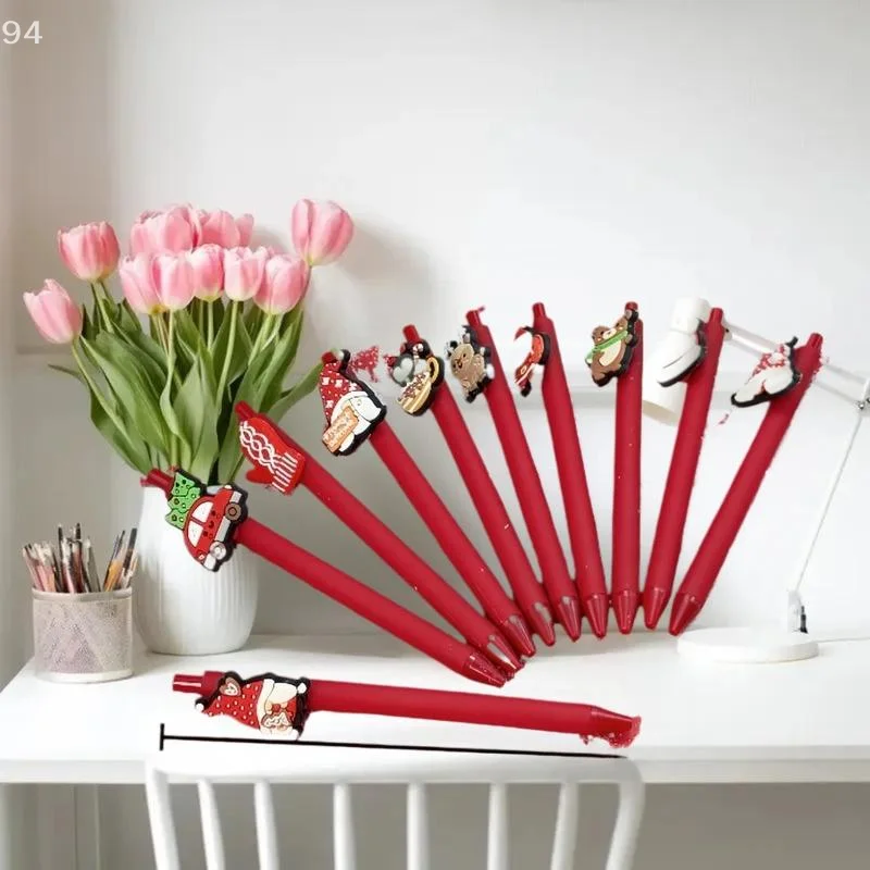 

10 Pcs Red Series Christmas Pens Fan-Shaped Ballpoint Pens Santa Claus Gift Pens Gifts For Christmas Lovers