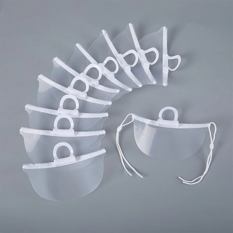 

20PCS Clear Plastic Catering Mask Hotel Beauty Chef Waiter Protective Mask Reusable Visible Splash Proof Mask