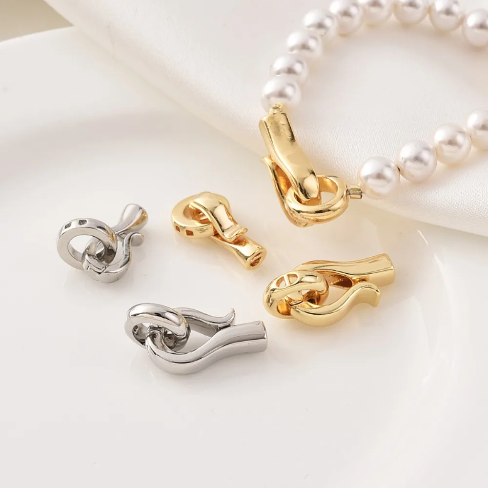 

18K Gold-plated Hook Clasp Handmade Diy Pearl Bracelet Necklace Ending Clasp Handmade Material with Platinum Connection Clasp