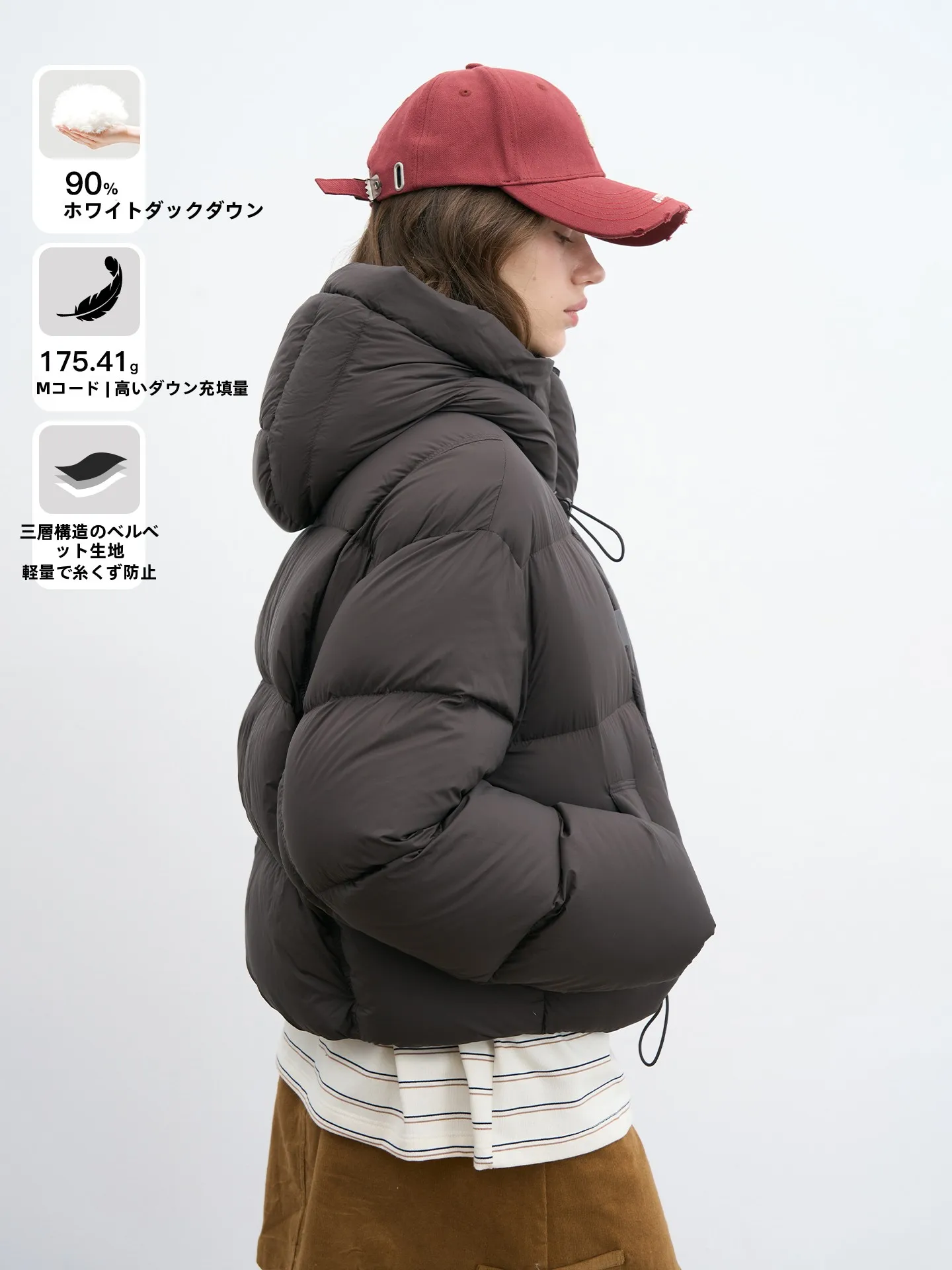 

Женская утепленная куртка-пуховик Dan Ran Stand 90 White Du Down Puffer Jacket с утягивающим шнурком, в стиле ретро, новинка, теплая короткая куртка