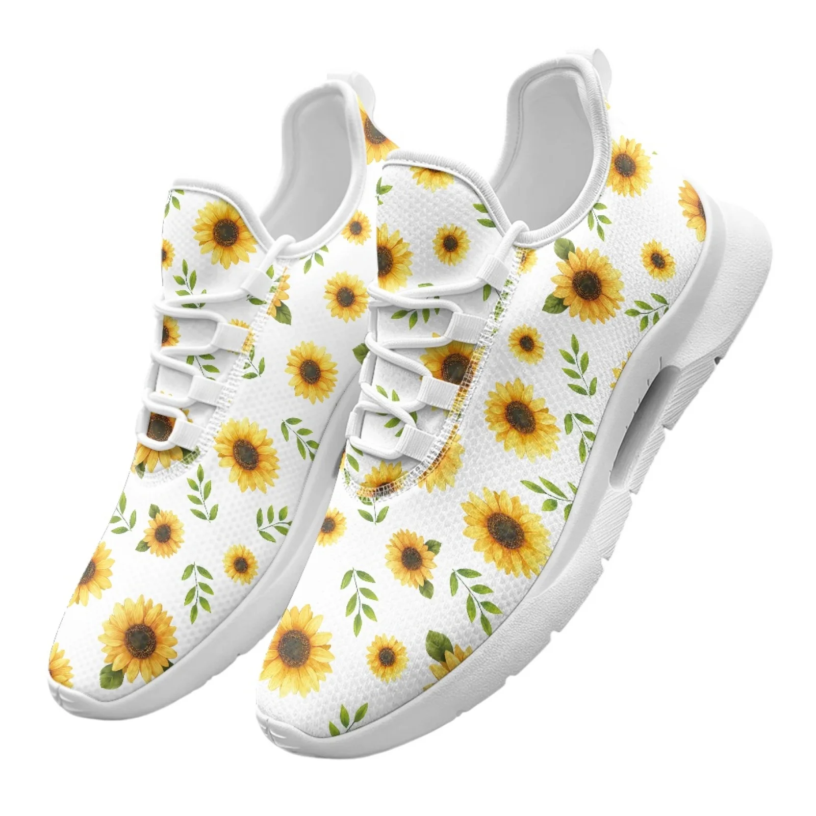 XIXIRIMIDO Lace-up Casual Shoes Men Sneakers Comfortable Mesh Breathable Walking Shoe Women's Lightweight Sneaker Sport Sunflowe