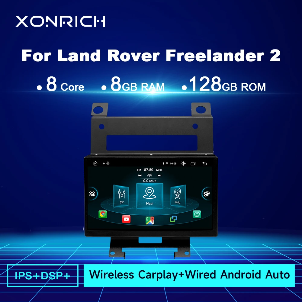 Autoradio Android 14 per Land Rover Freelander 2 2007-2012 con CarPlay Wireless, Navigazione GPS Auto, DSP, 8+128GB, Controllo Vocale AI