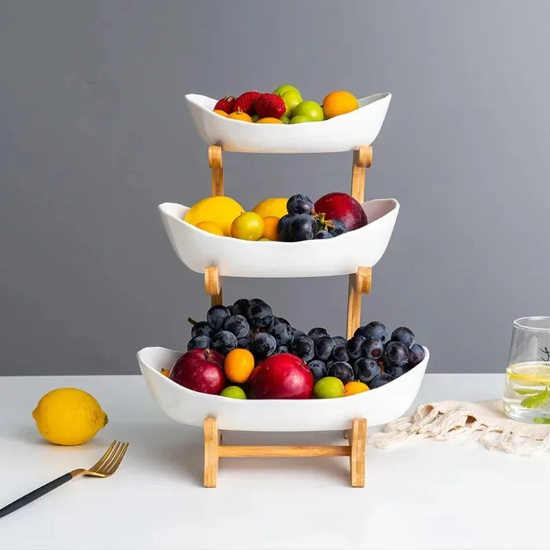 

Kitchen Living Room Home Three-Layer Fruit Plate Candy Dish Creative Modern Dried Basket Snack Dessert Plate