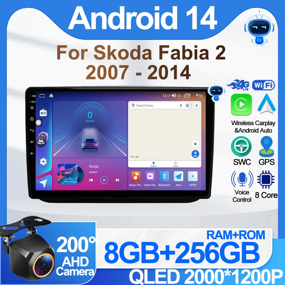 

Android For Skoda Fabia 2 2007 - 2014 Car Radio Player GPS Navigation Android Auto Rear Camera Stereo Head Unit No 2din DVD 5G