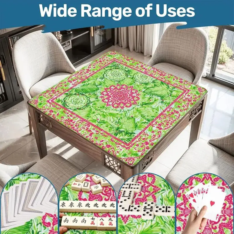 VIKAMA Boho Mandala Mahjong Mat Anti Noise Non Slip Rubber Pad Portable Washable American Mah Jongg Birthday Gift For Ladies