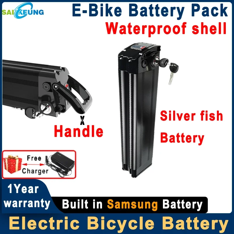 SilverFish-batería de litio para bicicleta eléctrica, 36v, 48v, 52v, 60v, 72v, 20, 24Ah, 30, 40, 50, 60Ah, Akku, Accu, 1000w, 2000w, 3000w