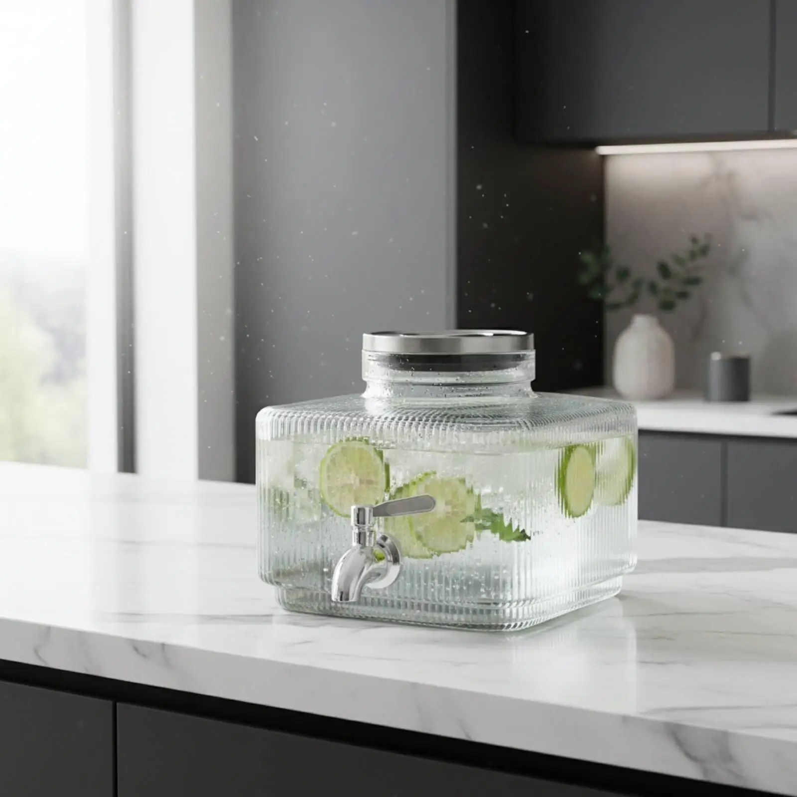 Glass Juice Dispenser with Leak Resistant Spigot Beverage Bar Container Large Capacity for Party Drinks Refrigerator view 3