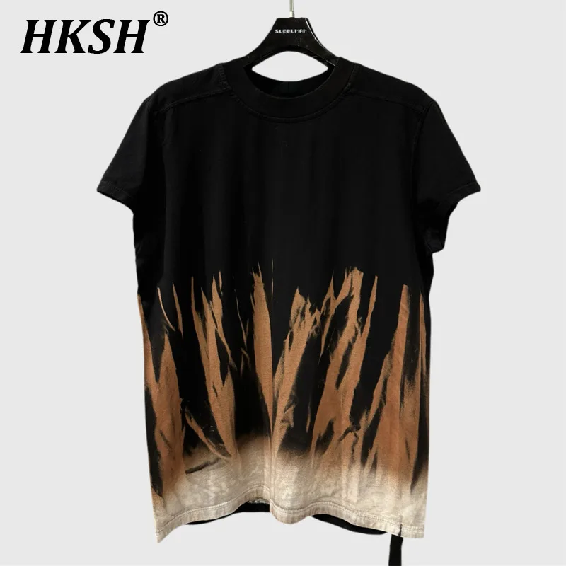 

HKSH Dark RO Style 2025 Summer New Women's Top T-shirt Tie Dyed Pattern Unique Design High Sense Cotton Short Sleeve Tees HK3969