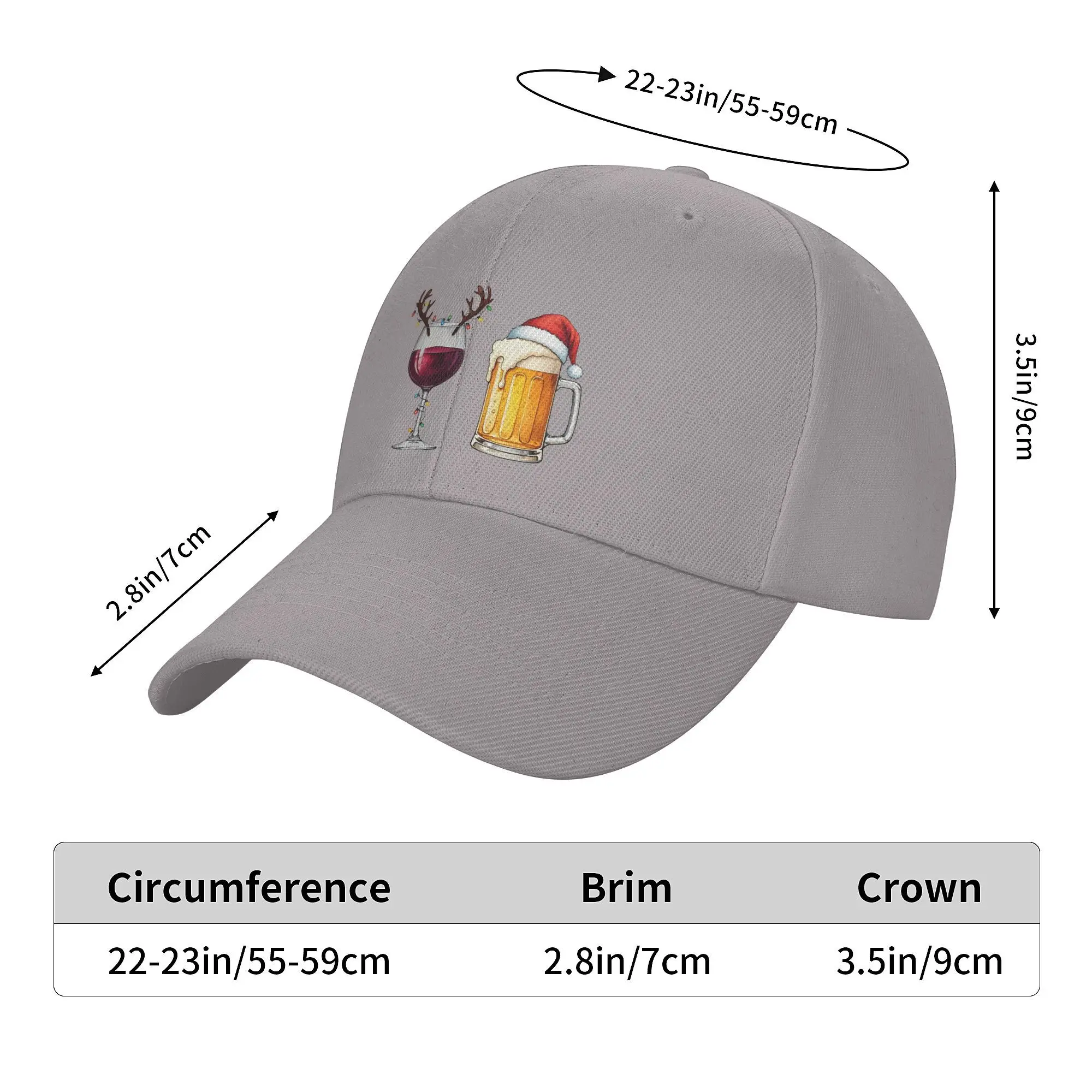 Men Women Santa Wine Glass Christmas Beer Hat Leisure  Baseball Caps Adjustable Casual Wear