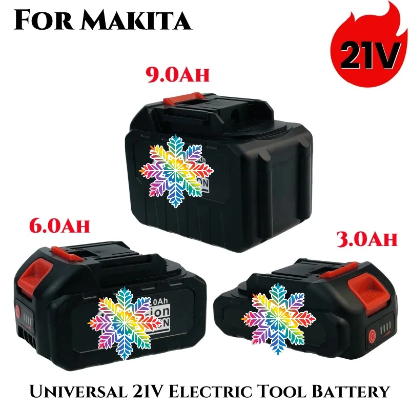 

Аккумулятор литий-ионный 21В 3Ач/6Ач/9Ач для электроинструментов Makita 18В/21В серии B: цепная пила, ударный гайковерт, угловая шлифмашина