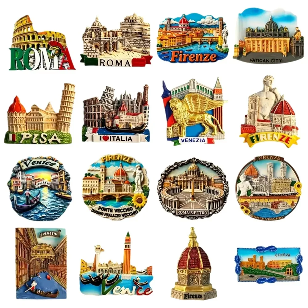3D Resin Fridge Magnet Italy Roma Firenze Venezia Pisa Genova Vatican Travel Souvenir Home Decor Magnets