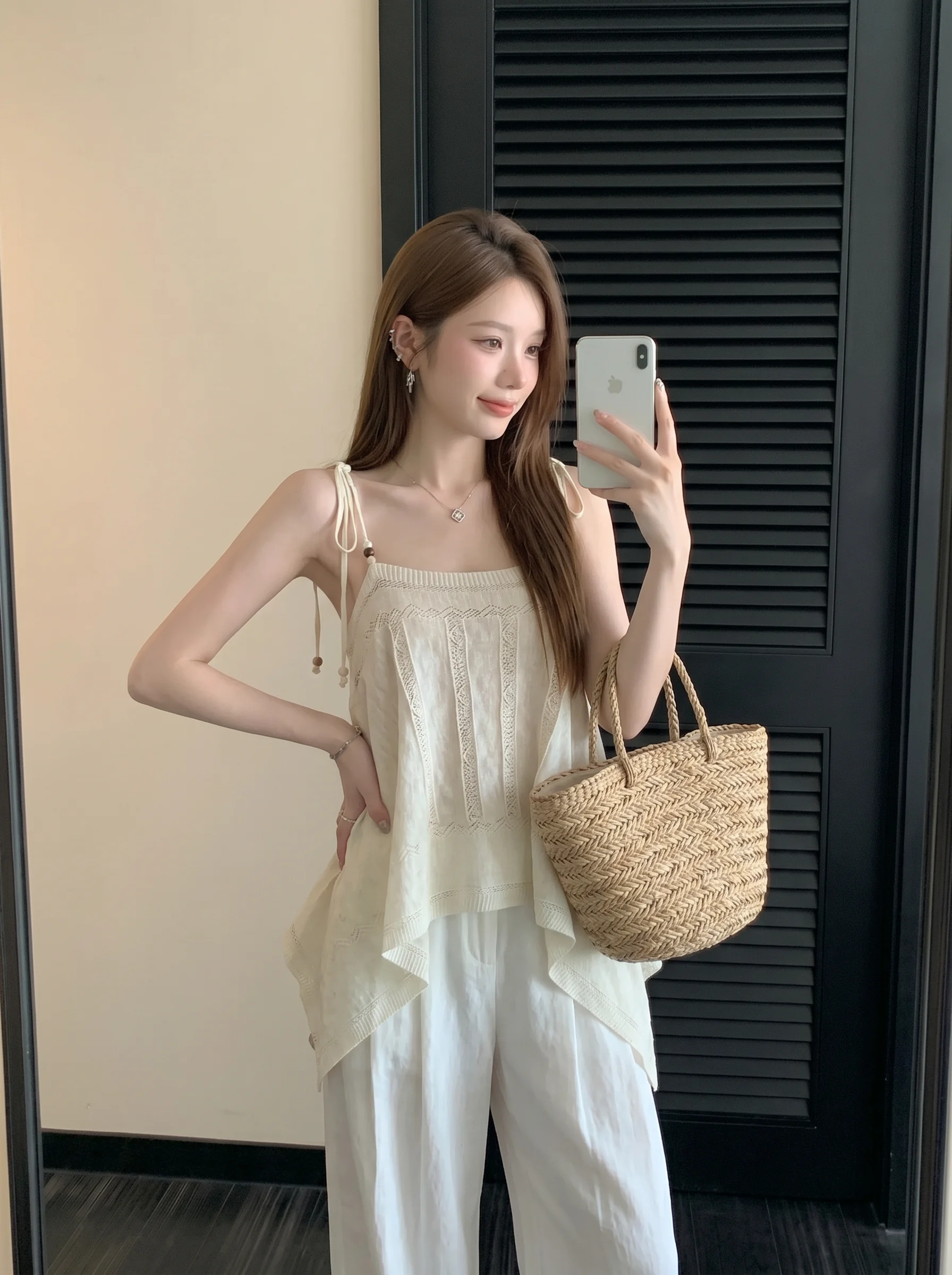 Ethnic Outfit - Débardeur tricoté ajouré pour femme, style